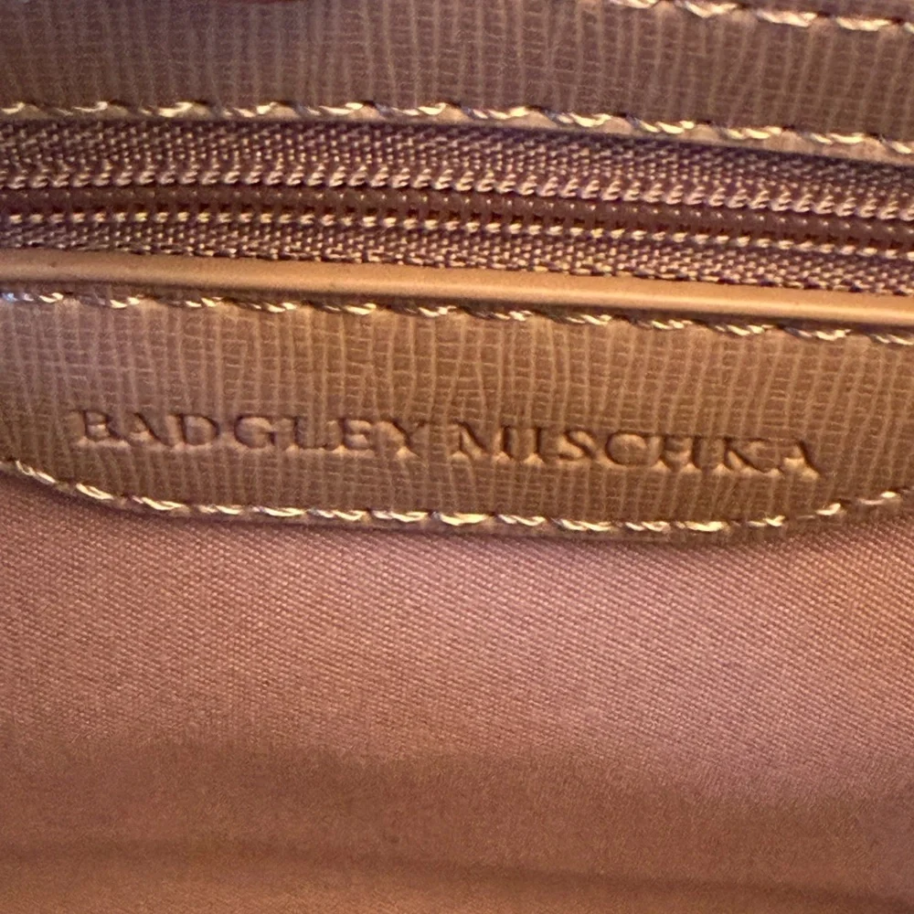 Badgley Mischka Glam Bow Crossbody‎ Clutch Vegan Leather Blush/Tan NWT
